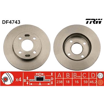 

TRW Brzdový kotouč DF4743 sada 2ks