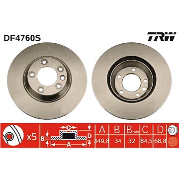 

TRW Brzdový kotouč DF4760S sada 2ks