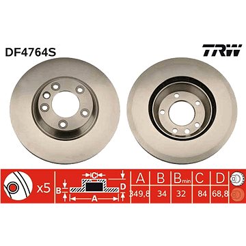 

TRW Brzdový kotouč DF4764S sada 2ks