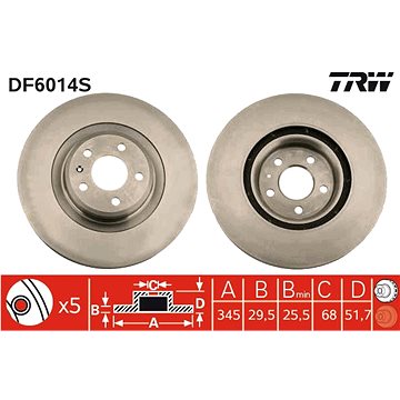

TRW Brzdový kotouč DF6014S sada 2ks