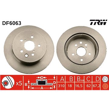 

TRW Brzdový kotouč DF6063 sada 2ks
