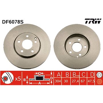 

TRW Brzdový kotouč DF6078S sada 2ks