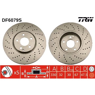 

TRW Brzdový kotouč DF6079S sada 2ks