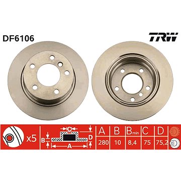 

TRW Brzdový kotouč DF6106 sada 2ks