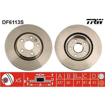 

TRW Brzdový kotouč DF6113S sada 2ks
