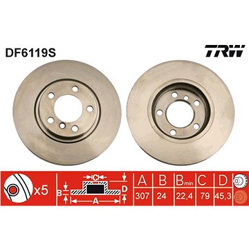 

TRW Brzdový kotouč DF6119S sada 2ks