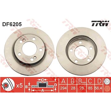 

TRW Brzdový kotouč DF6205 sada 2ks