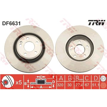 

TRW Brzdový kotouč DF6631 sada 2ks