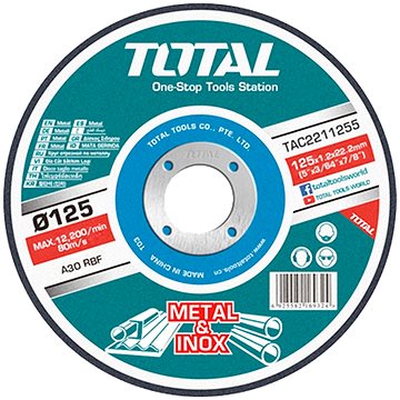 

Total-Tools kotouče řezné na kov, 10ks, 125 × 1,2 × 22,2 mm