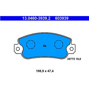 

ATE 603939 Sada brzdových destiček 13.0460-3939.2