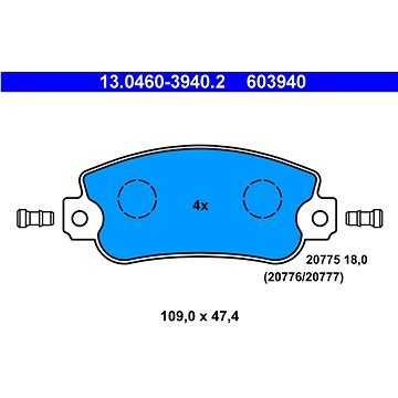 

ATE 603940 Sada brzdových destiček 13.0460-3940.2