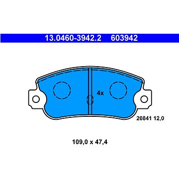 

ATE 603942 Sada brzdových destiček 13.0460-3942.2