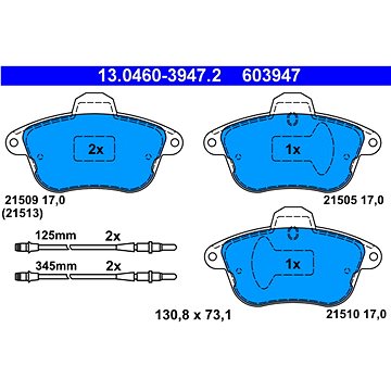 

ATE 603947 Sada brzdových destiček 13.0460-3947.2