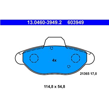 

ATE 603949 Sada brzdových destiček 13.0460-3949.2