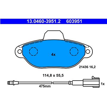 

ATE 603951 Sada brzdových destiček 13.0460-3951.2
