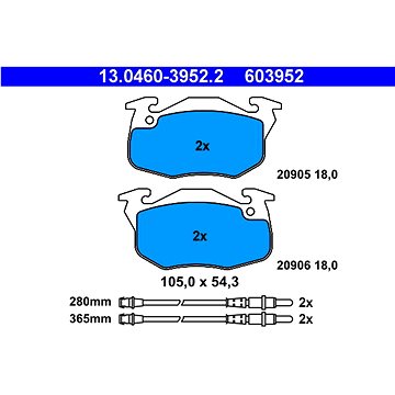 

ATE 603952 Sada brzdových destiček 13.0460-3952.2