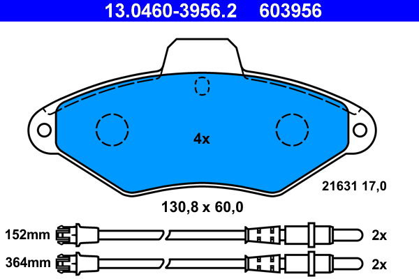 

ATE 603956 Sada brzdových destiček 13.0460-3956.2