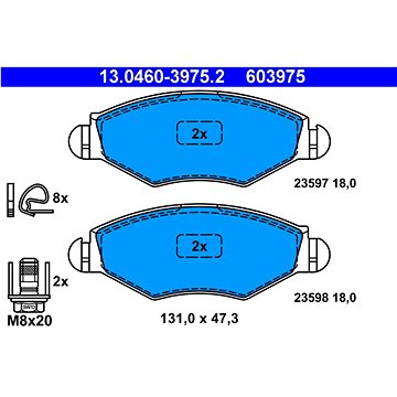 

ATE 603975 Sada brzdových destiček 13.0460-3975.2