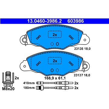 

ATE 603986 Sada brzdových destiček 13.0460-3986.2