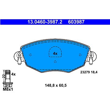 

ATE 603987 Sada brzdových destiček 13.0460-3987.2