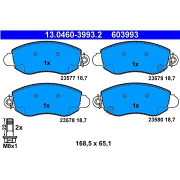 

ATE 603993 Sada brzdových destiček 13.0460-3993.2