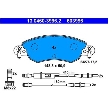 

ATE 603996 Sada brzdových destiček 13.0460-3996.2