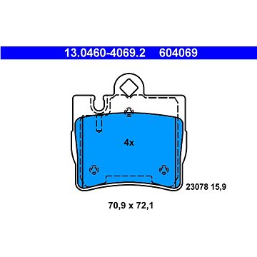 

ATE 604069 Sada brzdových destiček 13.0460-4069.2