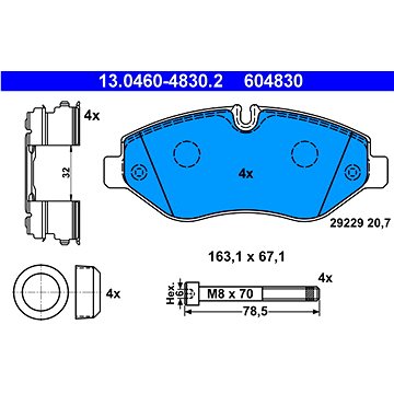 

ATE 604830 Sada brzdových destiček 13.0460-4830.2