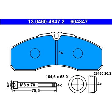 

ATE 604847 Sada brzdových destiček 13.0460-4847.2