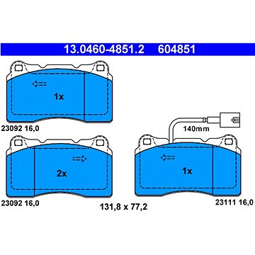 

ATE 604851 Sada brzdových destiček 13.0460-4851.2