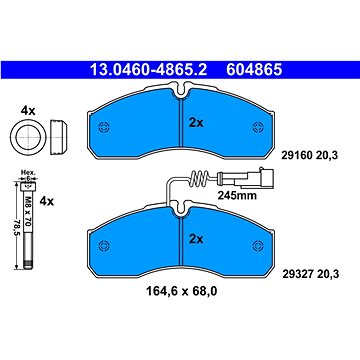 

ATE 604865 Sada brzdových destiček 13.0460-4865.2