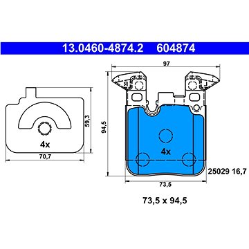 

ATE 604874 Sada brzdových destiček 13.0460-4874.2