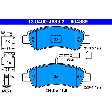 

ATE 604889 Sada brzdových destiček 13.0460-4889.2