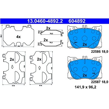 

ATE 604892 Sada brzdových destiček 13.0460-4892.2