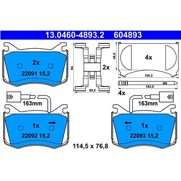 

ATE 604893 Sada brzdových destiček 13.0460-4893.2