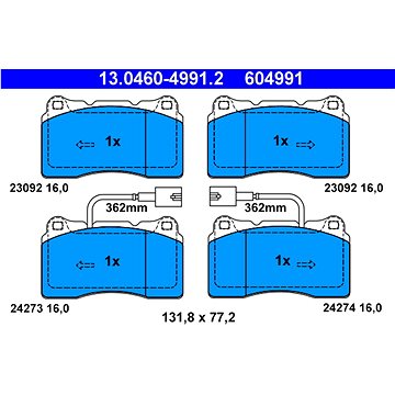 

ATE 604991 Sada brzdových destiček 13.0460-4991.2