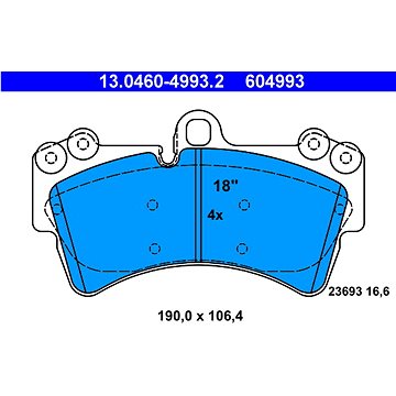 

ATE 604993 Sada brzdových destiček 13.0460-4993.2