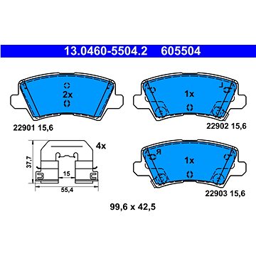 

ATE 605504 Sada brzdových destiček 13.0460-5504.2