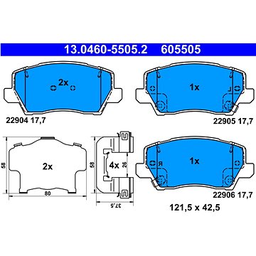 

ATE 605505 Sada brzdových destiček 13.0460-5505.2