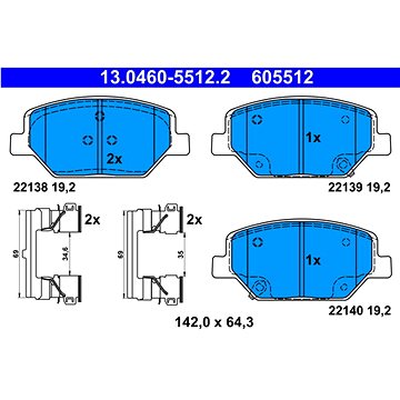 

ATE Sada brzdových destiček 13.0460-5512.2