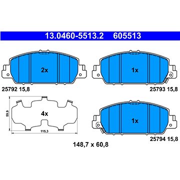 

ATE 605513 Sada brzdových destiček 13.0460-5513.2
