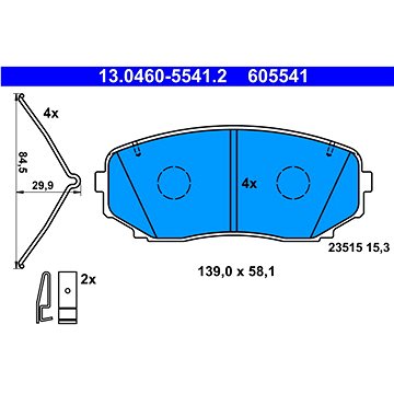 

ATE Sada brzdových destiček 13.0460-5541.2