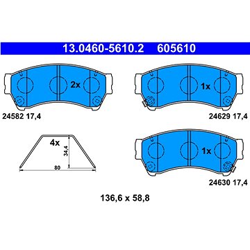 

ATE 605610 Sada brzdových destiček 13.0460-5610.2