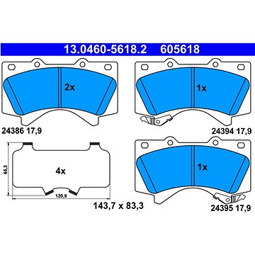 

ATE 605618 Sada brzdových destiček 13.0460-5618.2