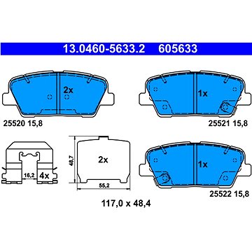 

ATE 605633 Sada brzdových destiček 13.0460-5633.2