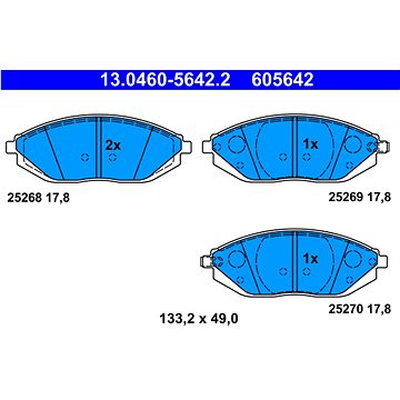 

ATE 605642 Sada brzdových destiček 13.0460-5642.2