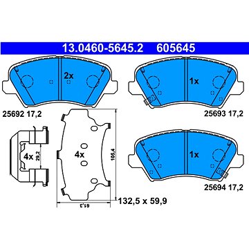 

ATE 605645 Sada brzdových destiček 13.0460-5645.2