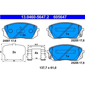 

ATE 605647 Sada brzdových destiček 13.0460-5647.2