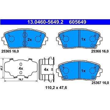 

ATE 605649 Sada brzdových destiček 13.0460-5649.2