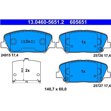 

ATE 605651 Sada brzdových destiček 13.0460-5651.2